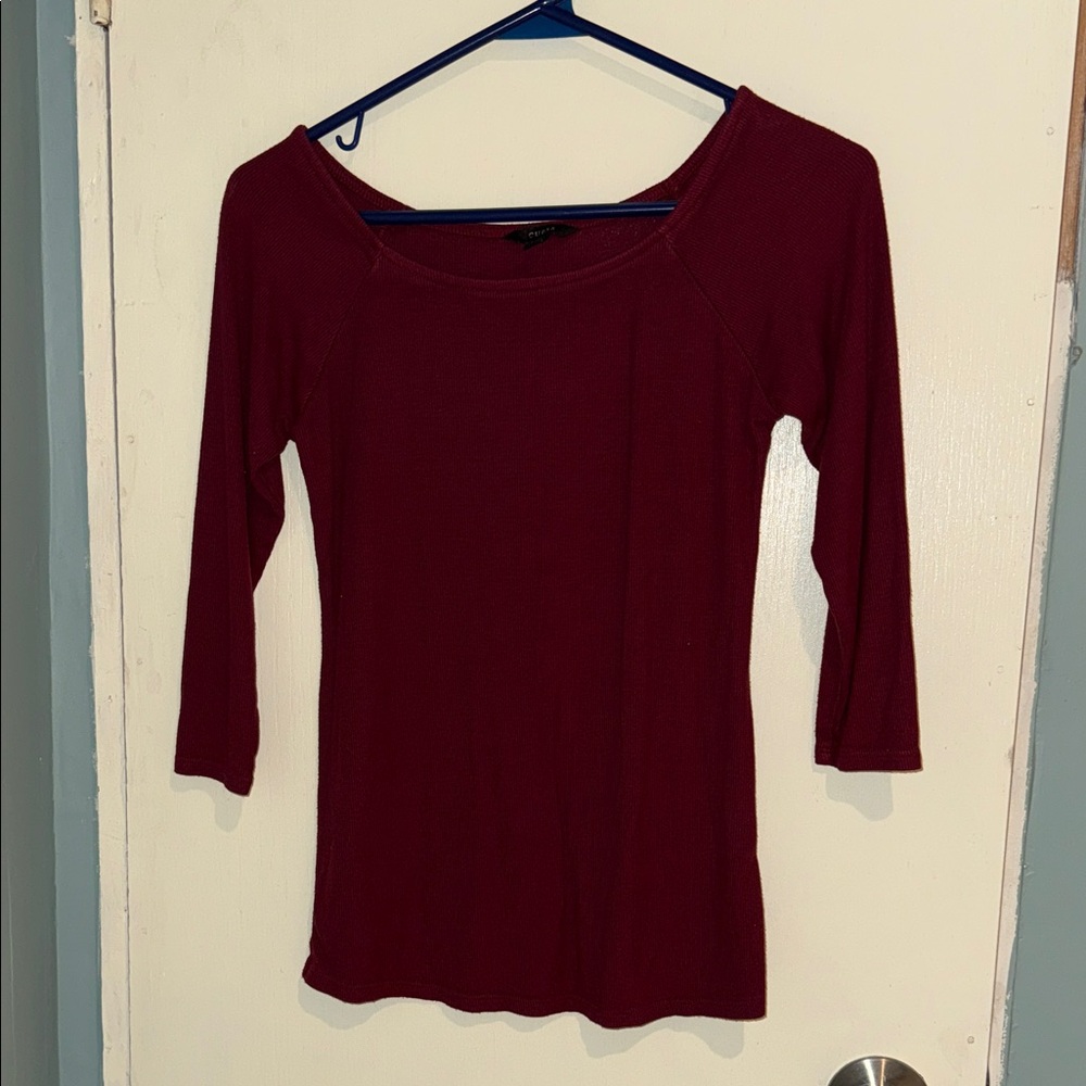Guess Burgundy Long Sleeve Tee